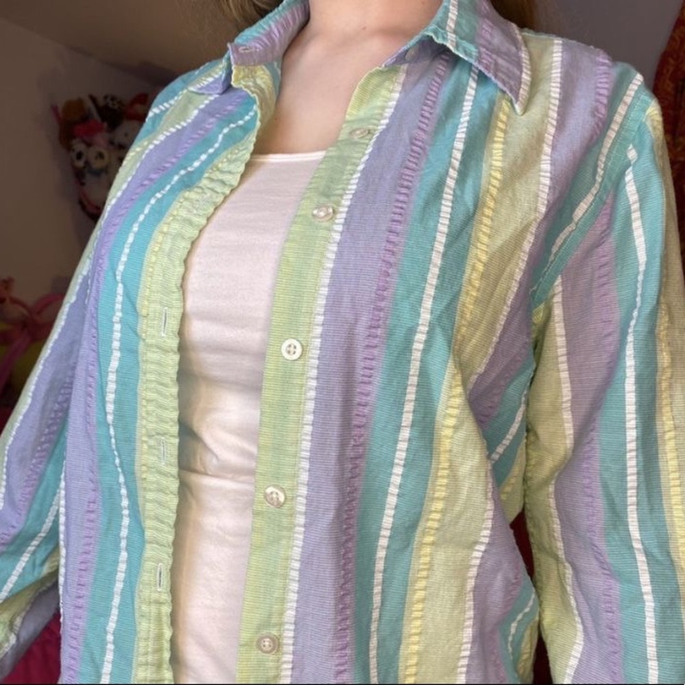 Pastel striped seersucker flannel